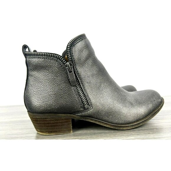 Vince Camuto Women Bootie Size 6 Bristin Low Heel Leather Bootie Exposed Zipper - Picture 1 of 10